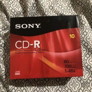 Sony CD R 80 Minute 10 Pack With Case 700MB 1-48X
